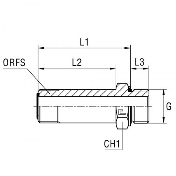 Long Male Stud Coupling with O-Ring and Washer Thread Metric Parallel
