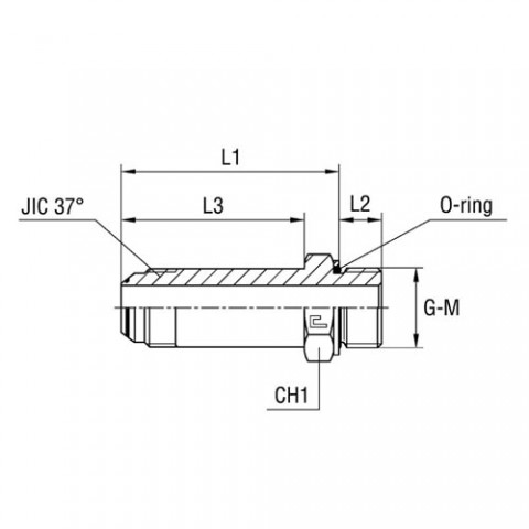 Long Male Stud Straight Coupling with O-ring and Washer Thread Metric Parallel – O-ring Body